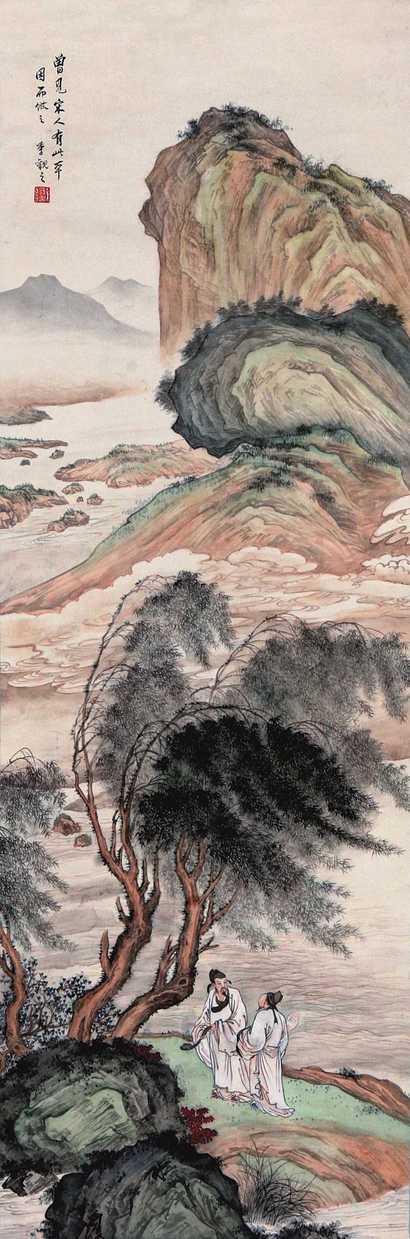 季观之 柳溪客话 立轴